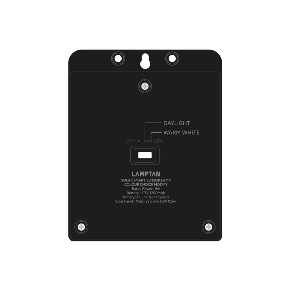 ไฟผนังภายนอก SOLAR LAMPTAN MODIFY 5 วัตต์ DAYLIGHT/WARM WHITE สีดำ
