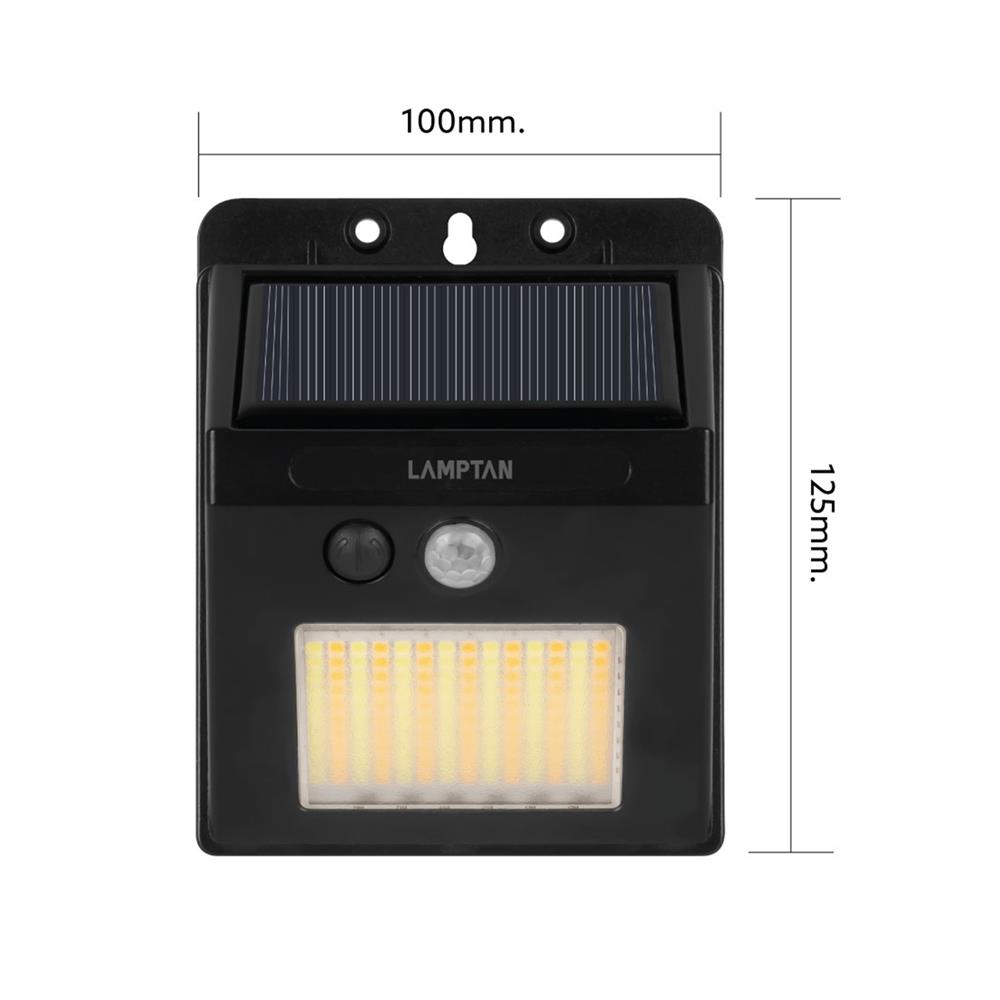 ไฟผนังภายนอก SOLAR LAMPTAN MODIFY 5 วัตต์ DAYLIGHT/WARM WHITE สีดำ
