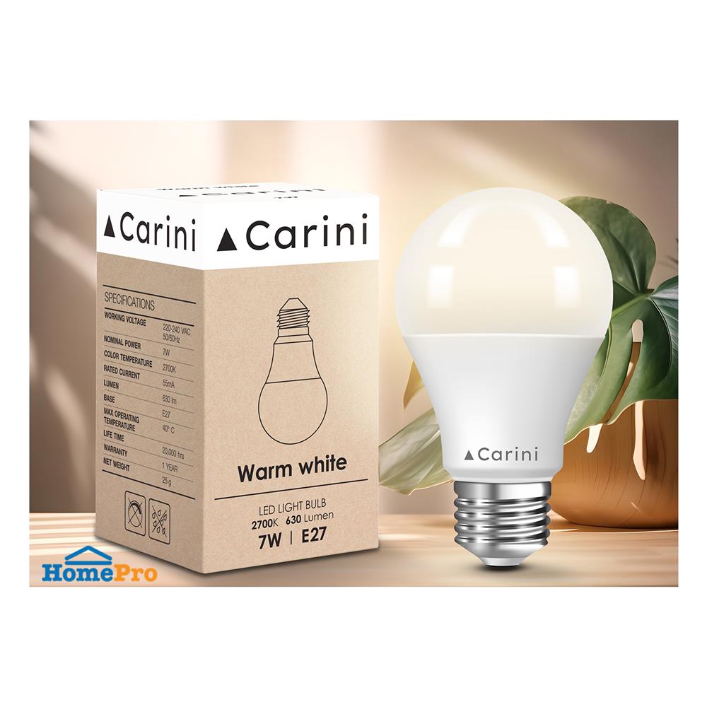 หลอด LED CARINI A60 ECOLIFE 7 วัตต์ WARM WHITE E27
