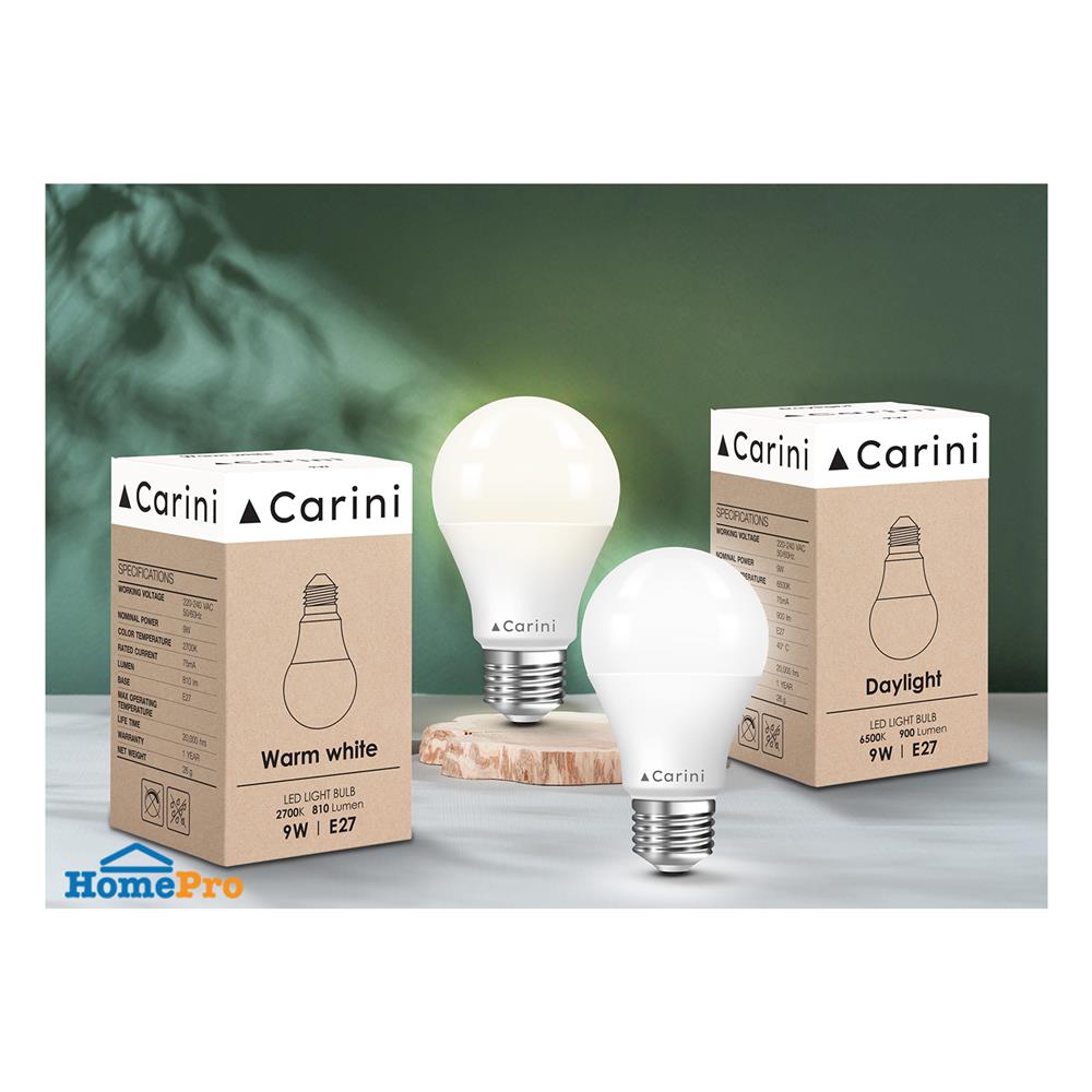 หลอด LED CARINI A60 ECOLIFE 9 วัตต์ WARM WHITE E27