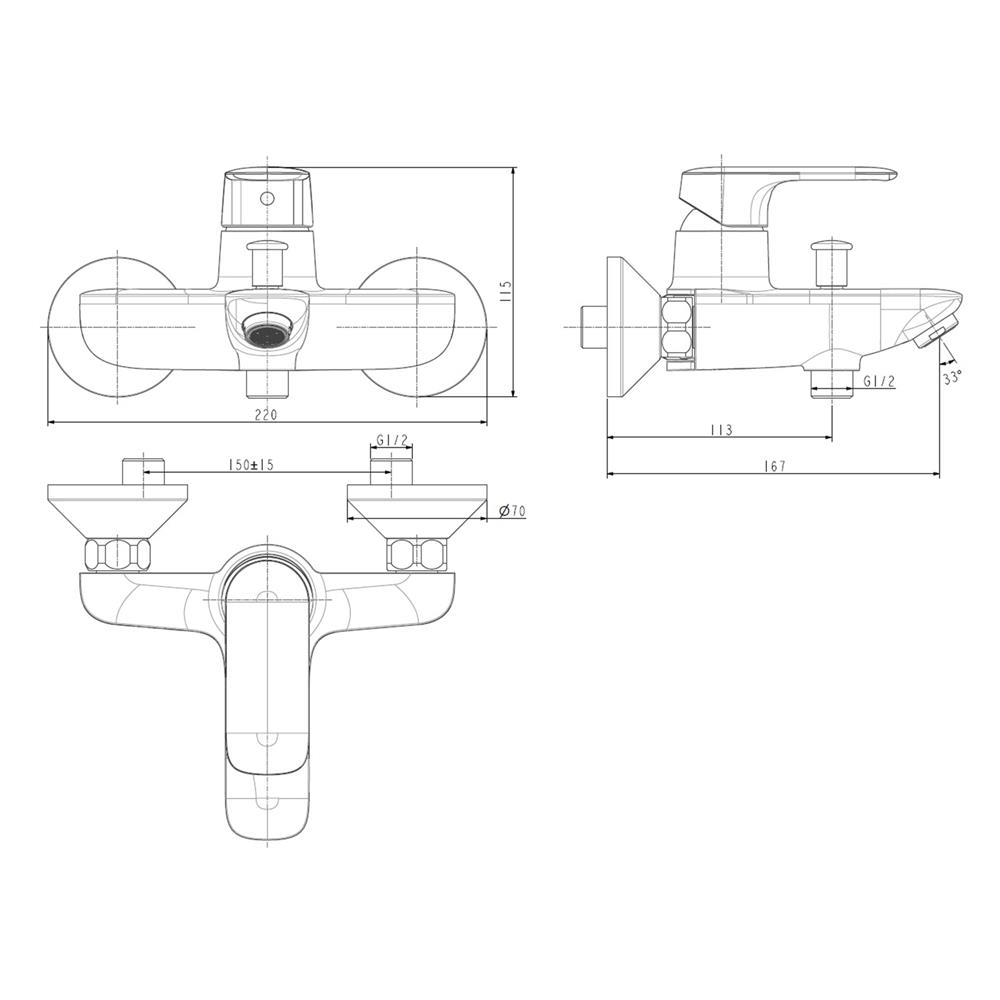 ก๊อกผสมอ่างอาบ AMERICAN STANDARD A-1M11-200B สีโครม