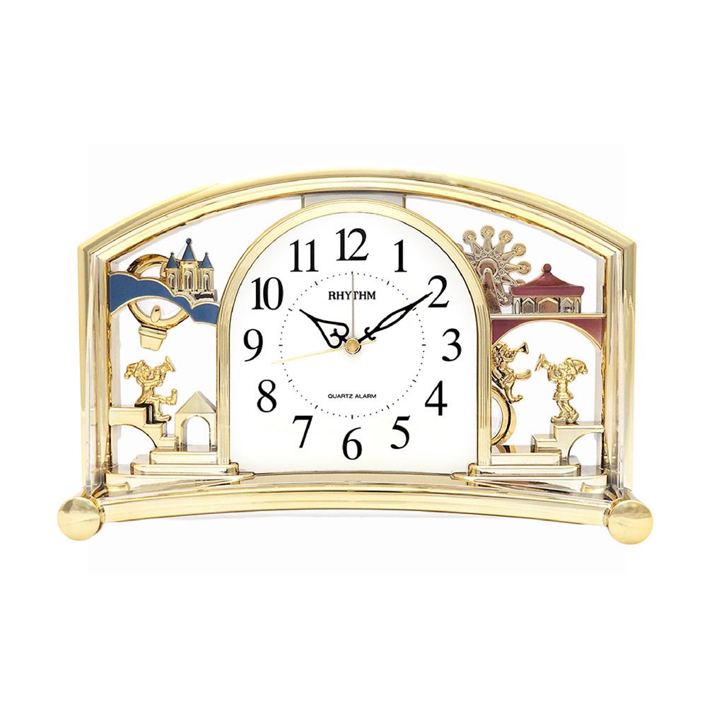 นาฬิกาตั้งโต๊ะพลาสติก RHYTHM 4SE535WT18 6X9 นิ้ว สีทอง