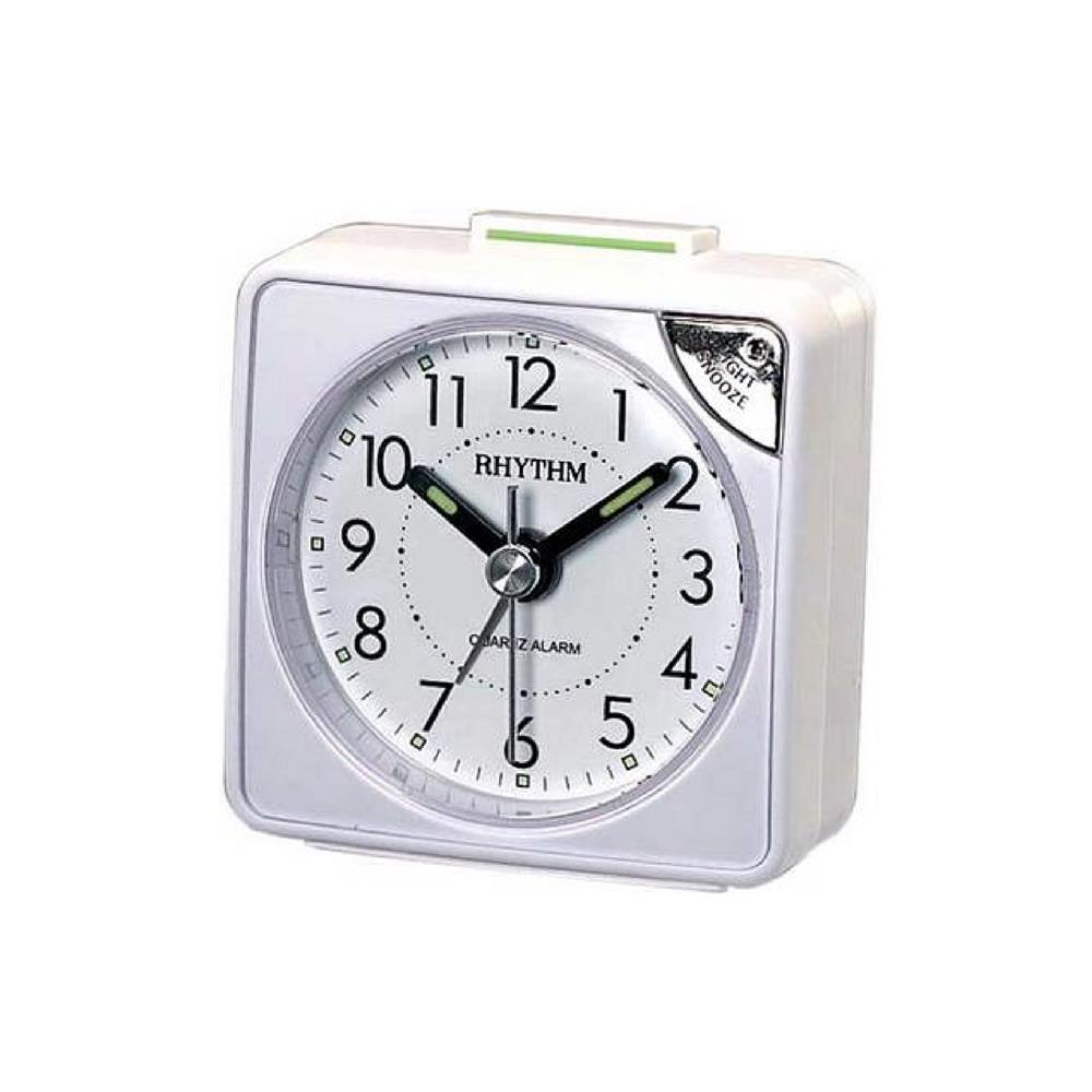 นาฬิกาตั้งโต๊ะพลาสติก RHYTHM CRE211NR03 2X2 นิ้ว สีขาว
