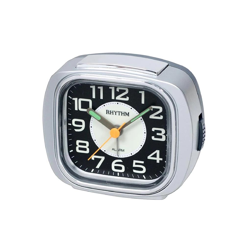 นาฬิกาตั้งโต๊ะพลาสติก RHYTHM CRE847WR19 3X3.5 นิ้ว สีเงิน