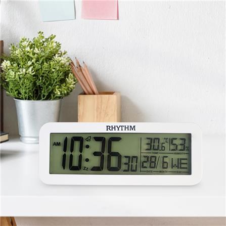 นาฬิกาดิจิทัล LED RHYTHM LCT107NR03 2X5.5 นิ้ว สีขาว_4