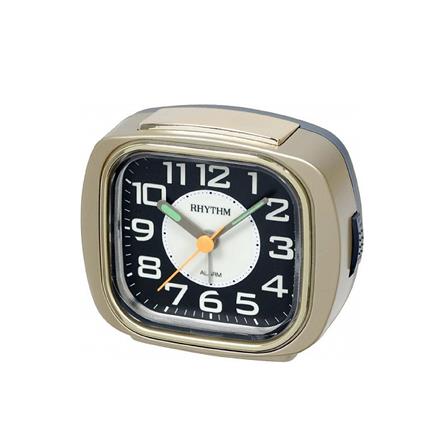 นาฬิกาตั้งโต๊ะพลาสติก RHYTHM CRE847WR18 3X3.5 นิ้ว สีทอง