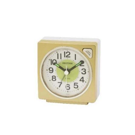 นาฬิกาตั้งโต๊ะพลาสติก RHYTHM CRE315NR18 2.5X2.5 นิ้ว สีเหลือง_0