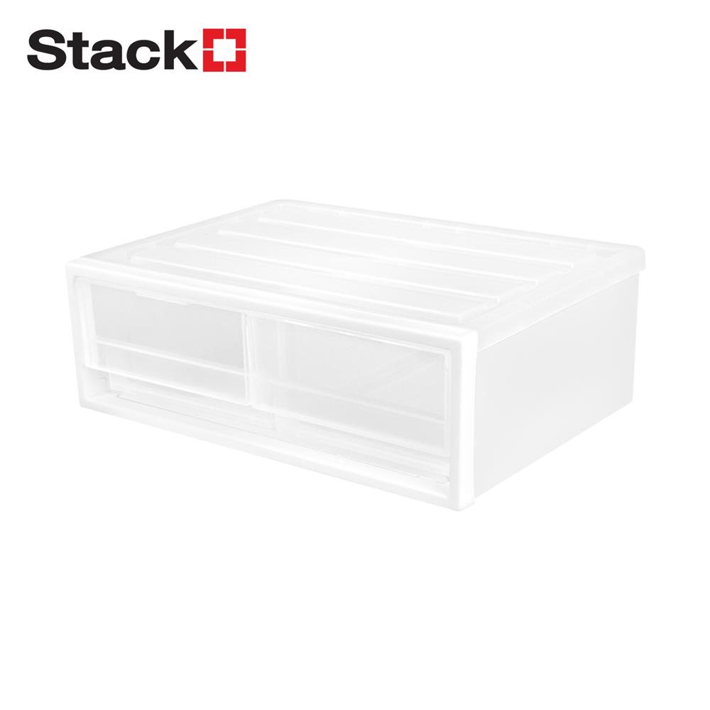 กล่องลิ้นชัก 2 ช่อง STACKO CK-12 19.5x27.5x9.5 ซม. สีขาว_0