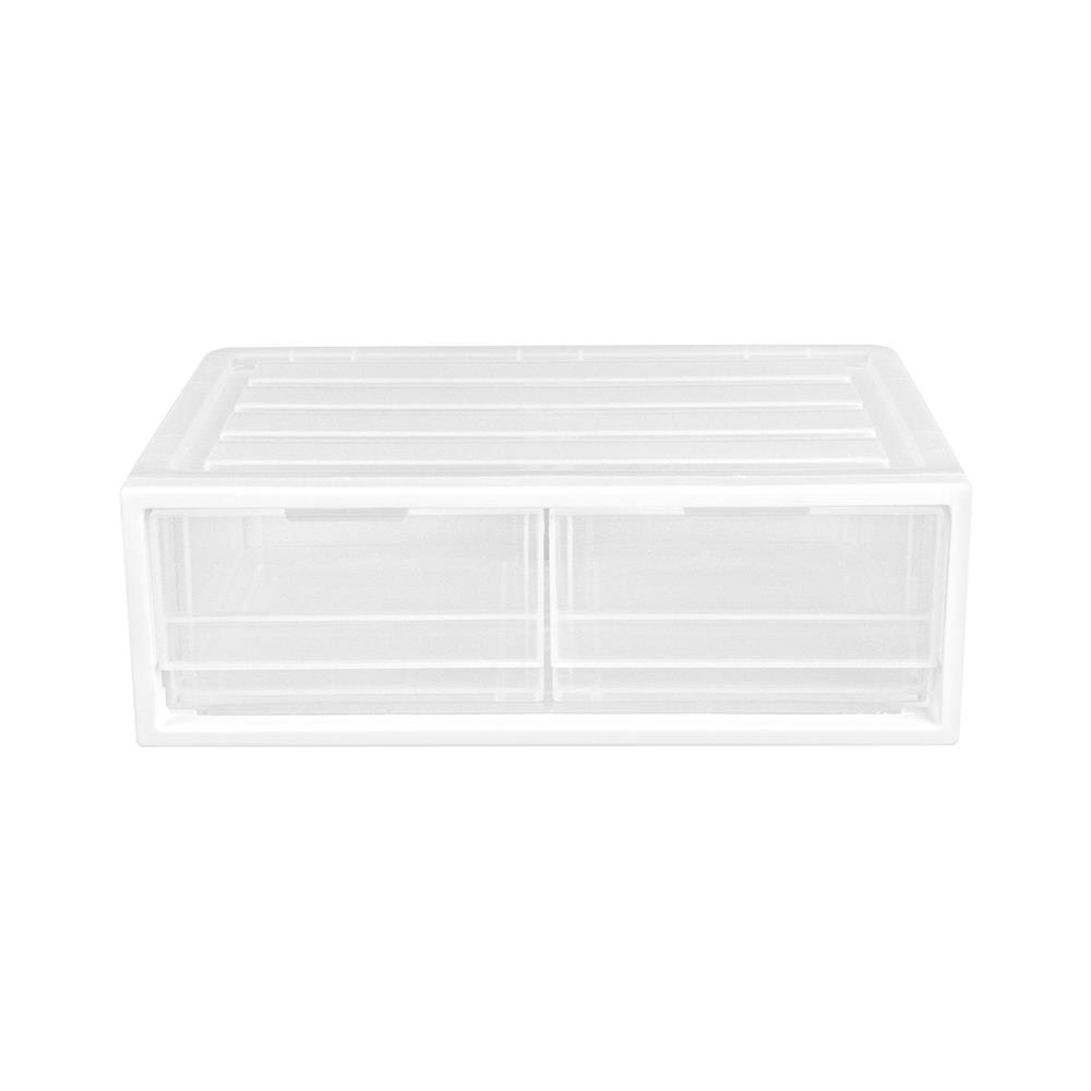 กล่องลิ้นชัก 2 ช่อง STACKO CK-12 19.5x27.5x9.5 ซม. สีขาว