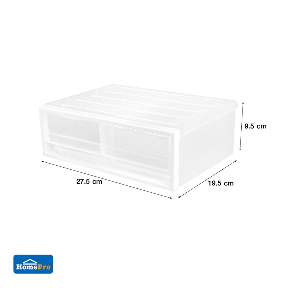 กล่องลิ้นชัก 2 ช่อง STACKO CK-12 19.5x27.5x9.5 ซม. สีขาว