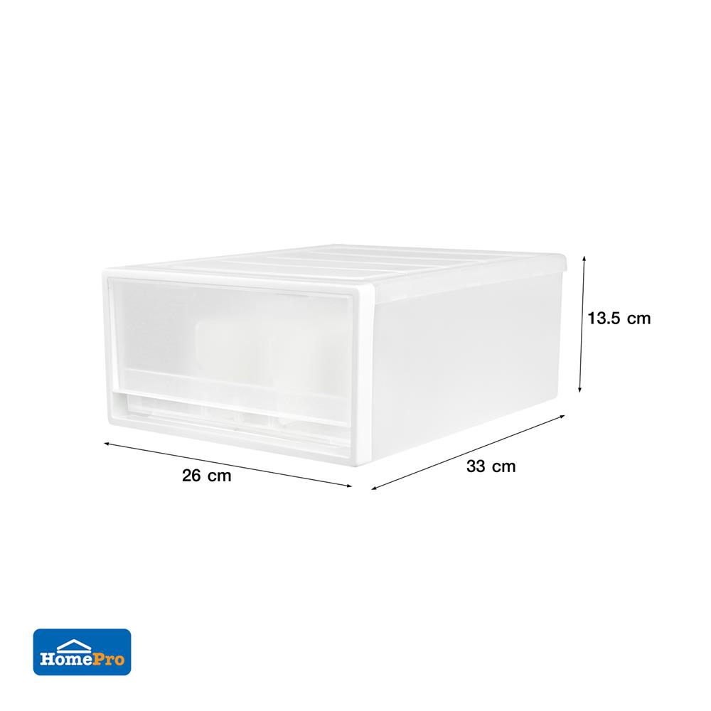 กล่องลิ้นชัก 1 ช่อง STACKO CK-31 26x33x13.5 ซม. สีขาว