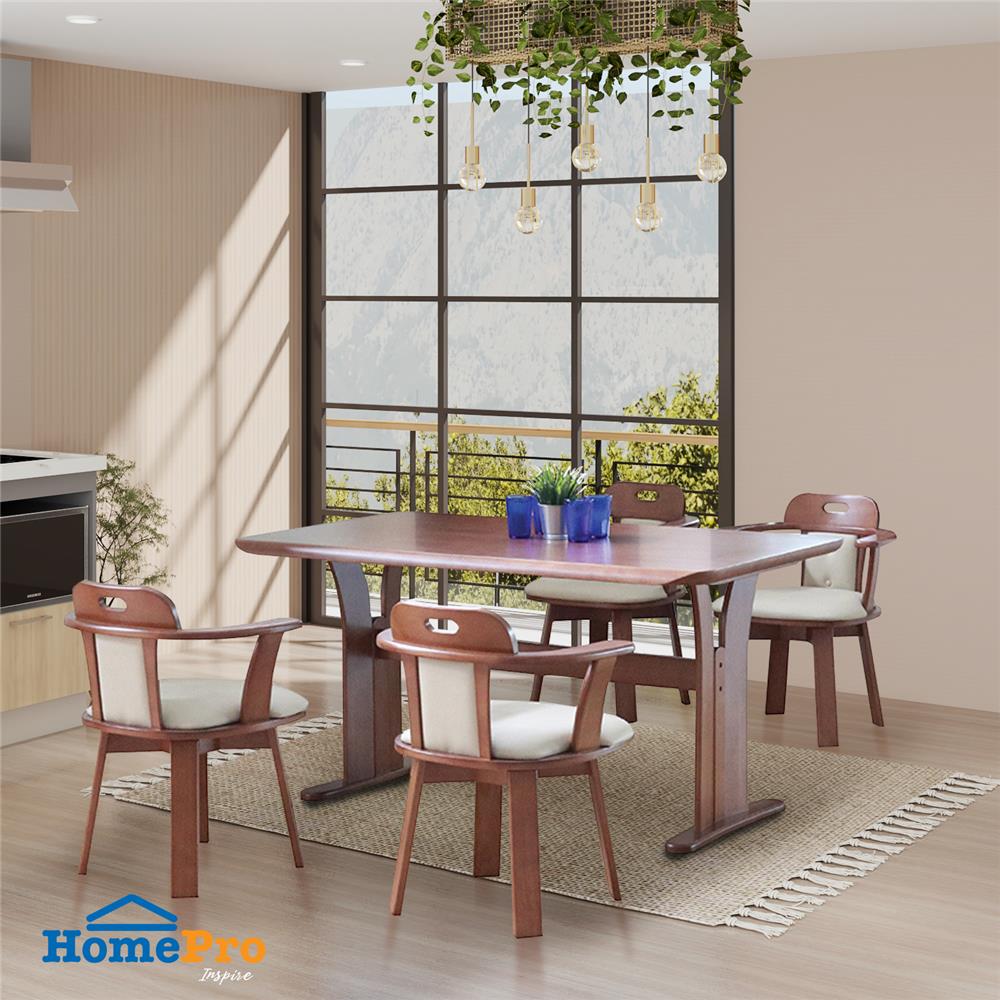 ชุดโต๊ะอาหาร 4 ที่นั่ง FURDINI GREAT สี LIGHT WALNUT