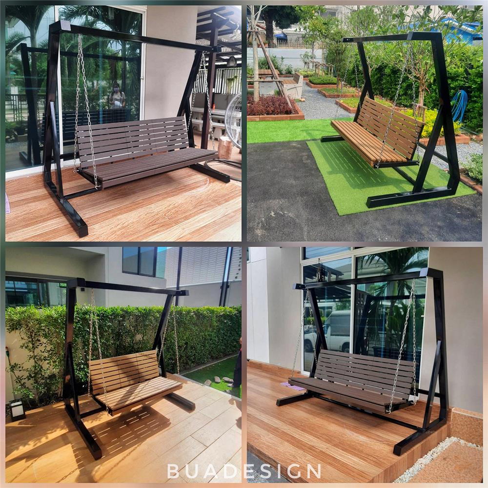 ชิงช้า 3 ที่นั่ง BUA DESIGN WINTER ECO WOOD สีไม้ธรรมชาติ/ดำ