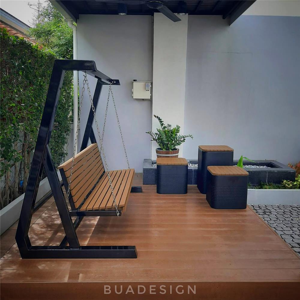 ชิงช้า 3 ที่นั่ง BUA DESIGN WINTER ECO WOOD สีไม้ธรรมชาติ/ดำ