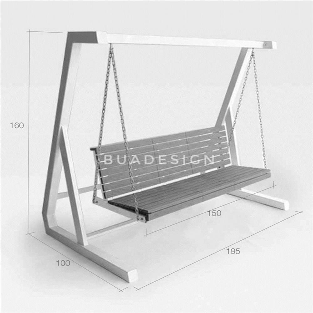 ชิงช้า 3 ที่นั่ง BUA DESIGN WINTER ECO WOOD สีไม้ธรรมชาติ/ดำ