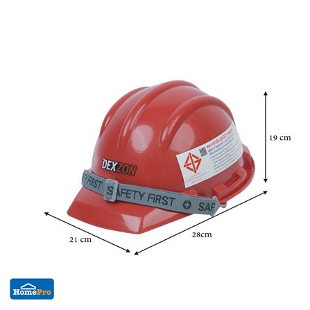 หมวกนิรภัย HDPE มาตรฐานมอก. DEXZON 2332 สีแดง_5