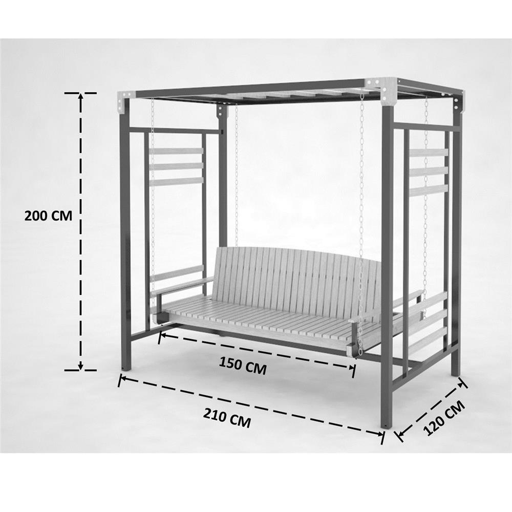 ชิงช้า 3 ที่นั่ง BUA DESIGN SPRING ECO WOOD สี OAK/ดำ
