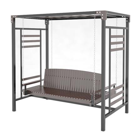 ชิงช้า 3 ที่นั่ง BUA DESIGN SPRING ECO WOOD สี OAK/ดำ_0