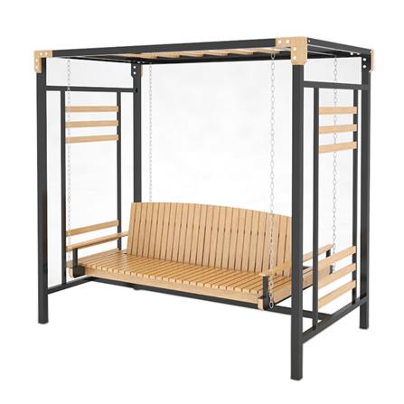 ชิงช้า 3 ที่นั่ง BUA DESIGN SPRING ECO WOOD สีไม้ธรรมชาติ/ดำ_0