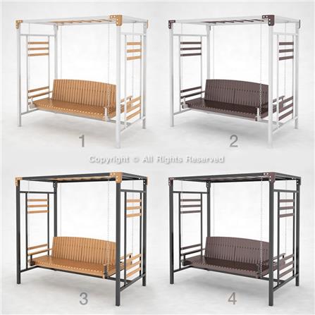 ชิงช้า 3 ที่นั่ง BUA DESIGN SPRING ECO WOOD สีไม้ธรรมชาติ/ดำ_4