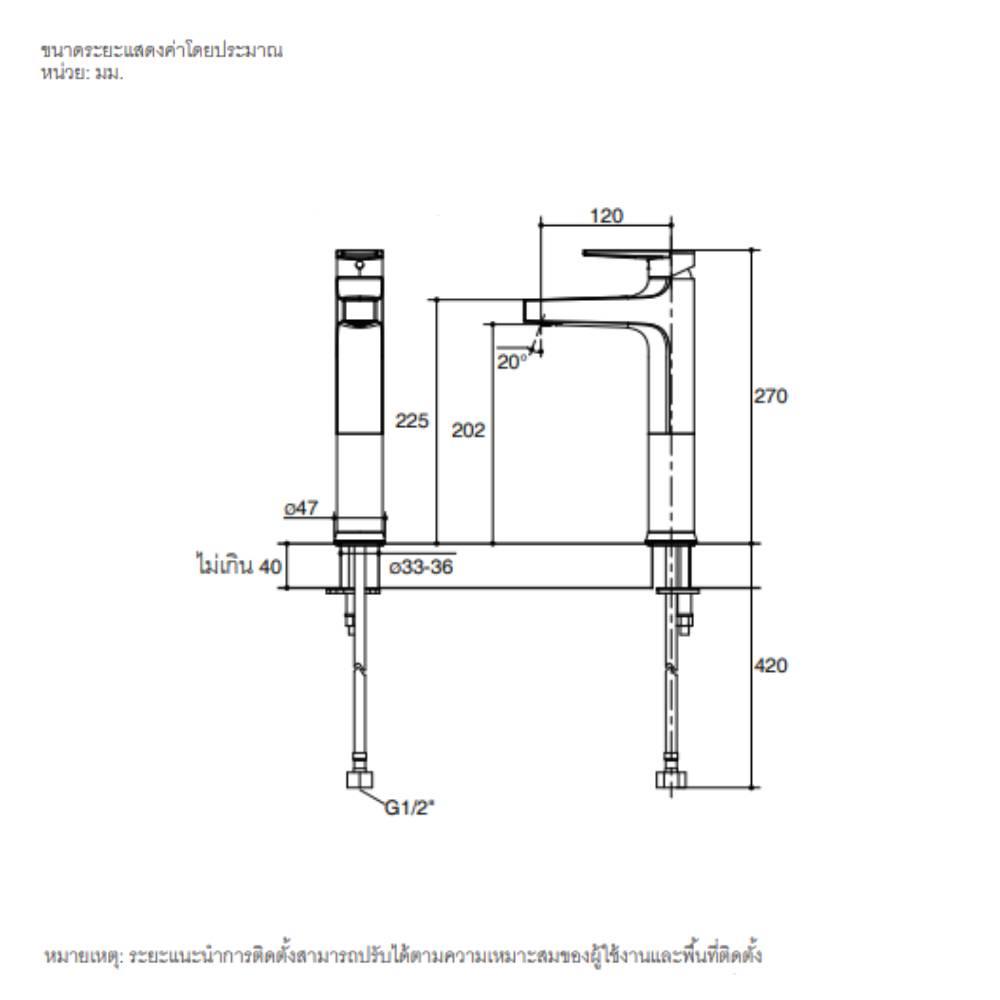ก๊อกอ่างล้างหน้าเดี่ยว KOHLER K-74026T-4CD-BL