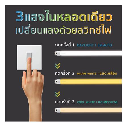 หลอด LED LAMPTAN T8 TUBE COLOUR SWITCH GOLD DE 20 วัตต์ DAYLIGHT/COOL WHITE /WARM WHITE G13_6
