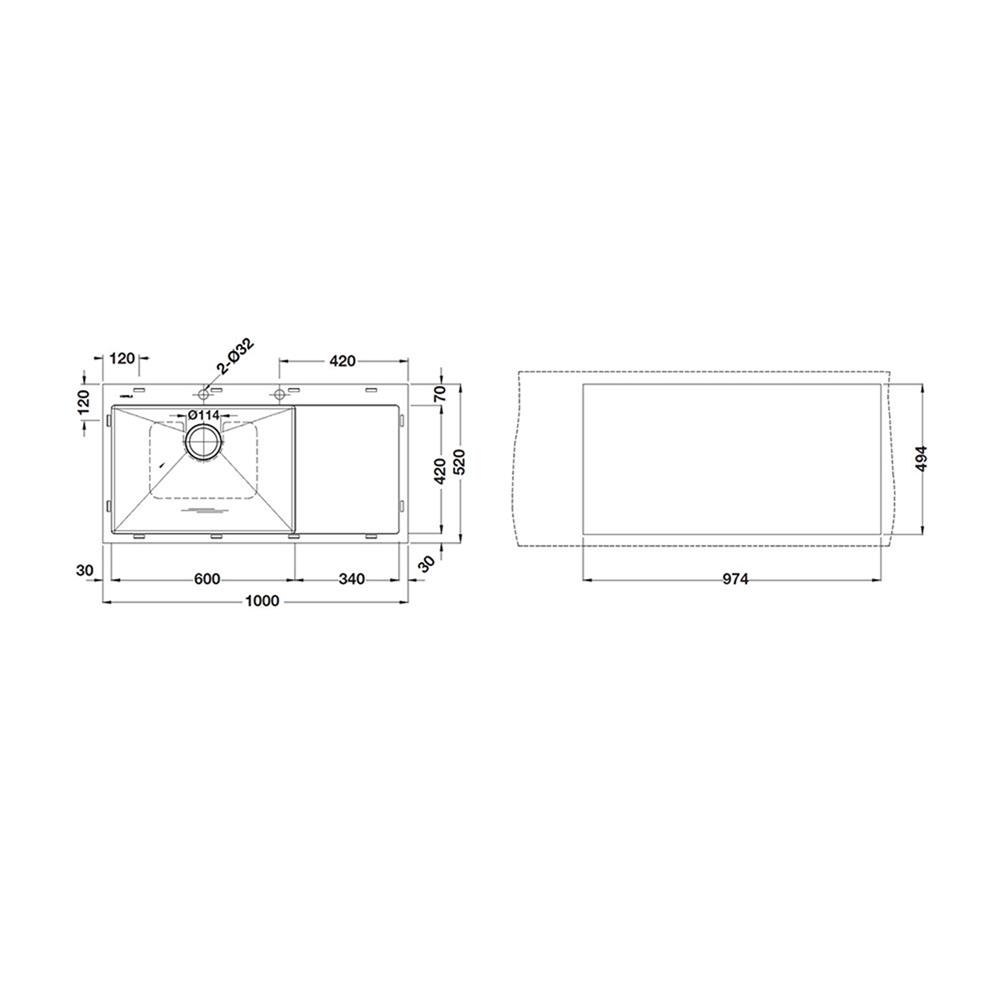 ซิงค์ฝัง 1 หลุม 1 ที่พัก HAFELE MARIA 495.39.611 สีเงิน