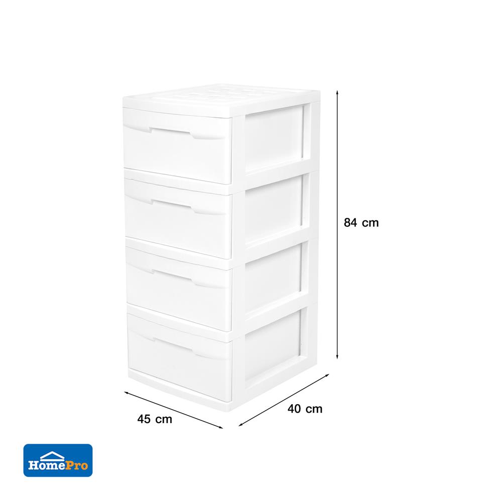 ตู้ลิ้นชัก 4 ชั้น STACKO SNOWY 45x40x84 ซม. สีขาว
