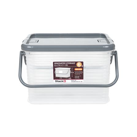 กล่องฝาล็อกหูหิ้ว 6 ลิตร STACKO 19.6x28.2x18.1 ซม. สีเทา_1