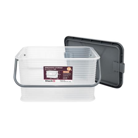 กล่องฝาล็อกหูหิ้ว 14 ลิตร STACKO 25x37.9x22.1 ซม. สีเทา_3