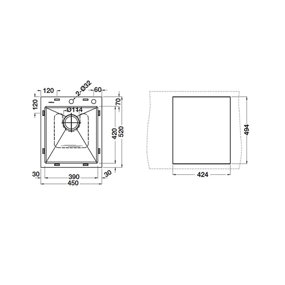 ซิงค์ฝัง 1 หลุม HAFELE MARIA 495.39.608 สีเงิน