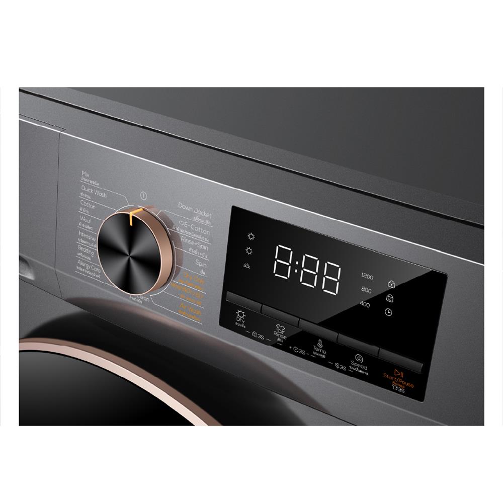 เครื่องซักอบผ้าฝาหน้า TCL WT11EPWDG 10/7 กก. 1200RPM อินเวอร์เตอร์ สีเทา