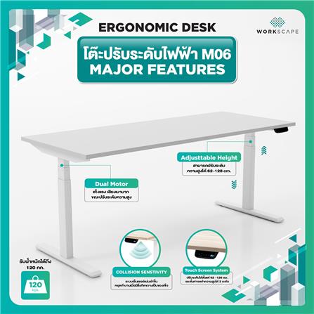 โต๊ะปรับระดับไฟฟ้า WORKSCAPE WDH-00010 150 ซม. สีขาว_5