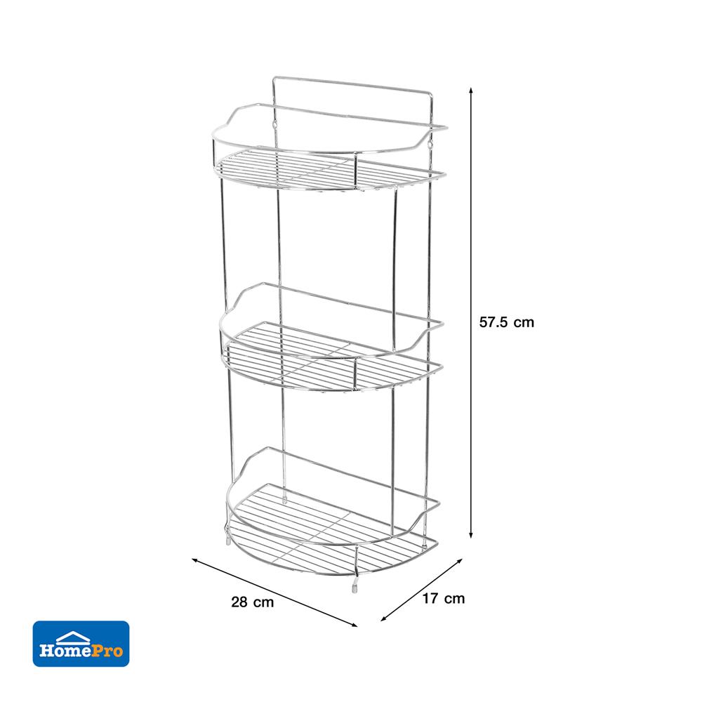 ชั้นวางของโครเมียม 3 ชั้น ทรงครึ่งวงกลม ME LIVING CROMO 28x17x57.5 ซม.