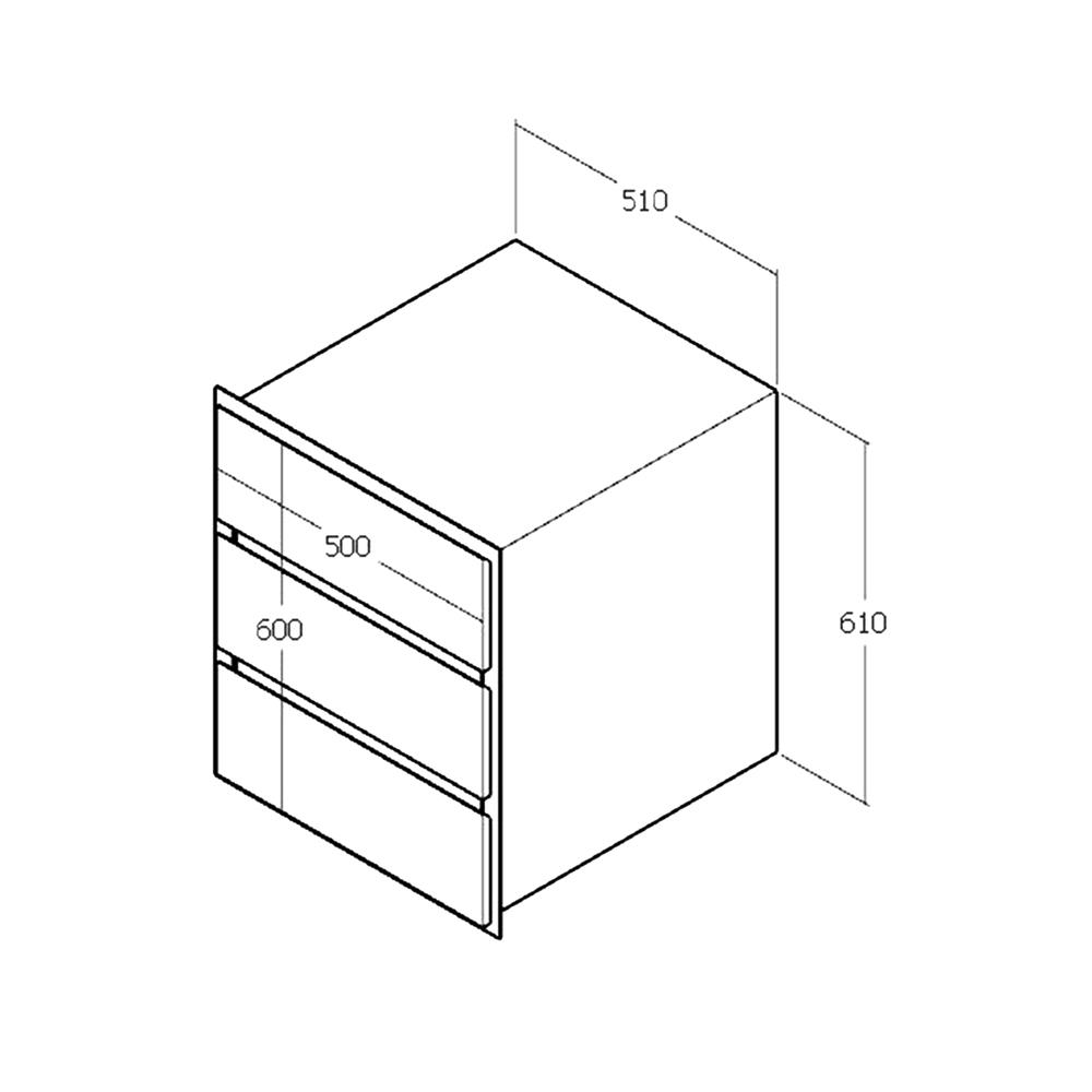 ตู้ลิ้นชัก 3 ชั้น WPC PARAZZO ENZO 50x60 ซม. มือจับสีดำ สีเอ็มไพรโอ๊ก