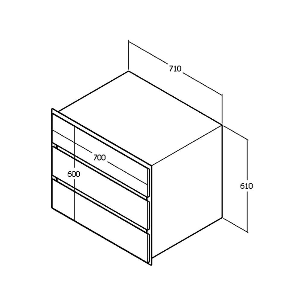 ตู้ลิ้นชัก 3 ชั้น WPC PARAZZO ENZO 70x60 ซม. มือจับสีดำ สีเอ็มไพร์โอ๊ก