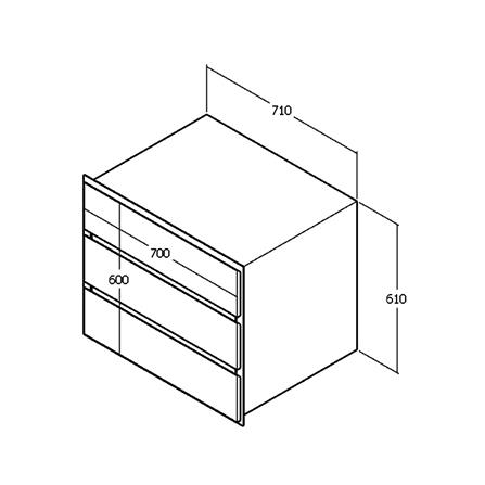ตู้ลิ้นชัก 3 ชั้น WPC PARAZZO ENZO 70x60 ซม. มือจับสีดำ สีเอ็มไพร์โอ๊ก_3