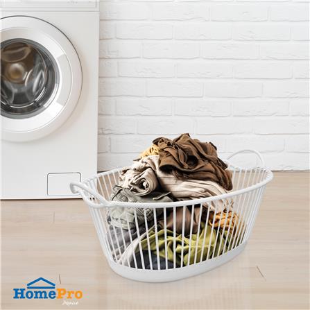 ตะกร้าผ้ารีเตี้ย ME LIVING BQ-2042 สีขาว_4