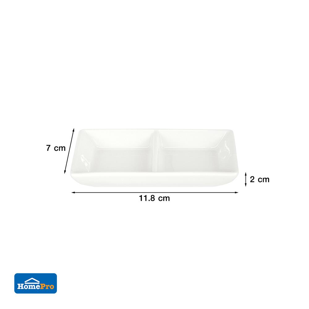 ถ้วยน้ำจิ้มเหลี่ยม PORCELAIN 2 ช่อง KECH SNOW