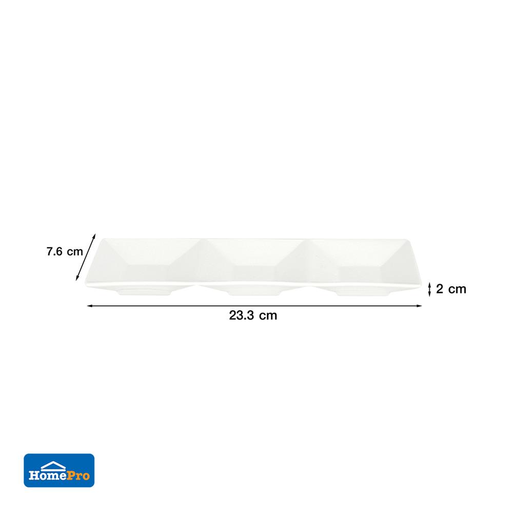 ถ้วยน้ำจิ้มเหลี่ยม PORCELAIN 3 ช่อง KECH SNOW ROOF