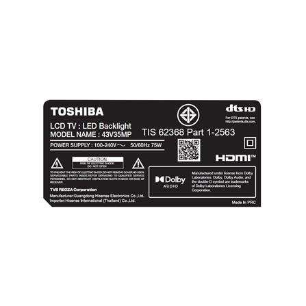 ทีวีแอลอีดี 43 นิ้ว TOSHIBA (FULL HD, LED, ANDROID TV) 43V35MP_5