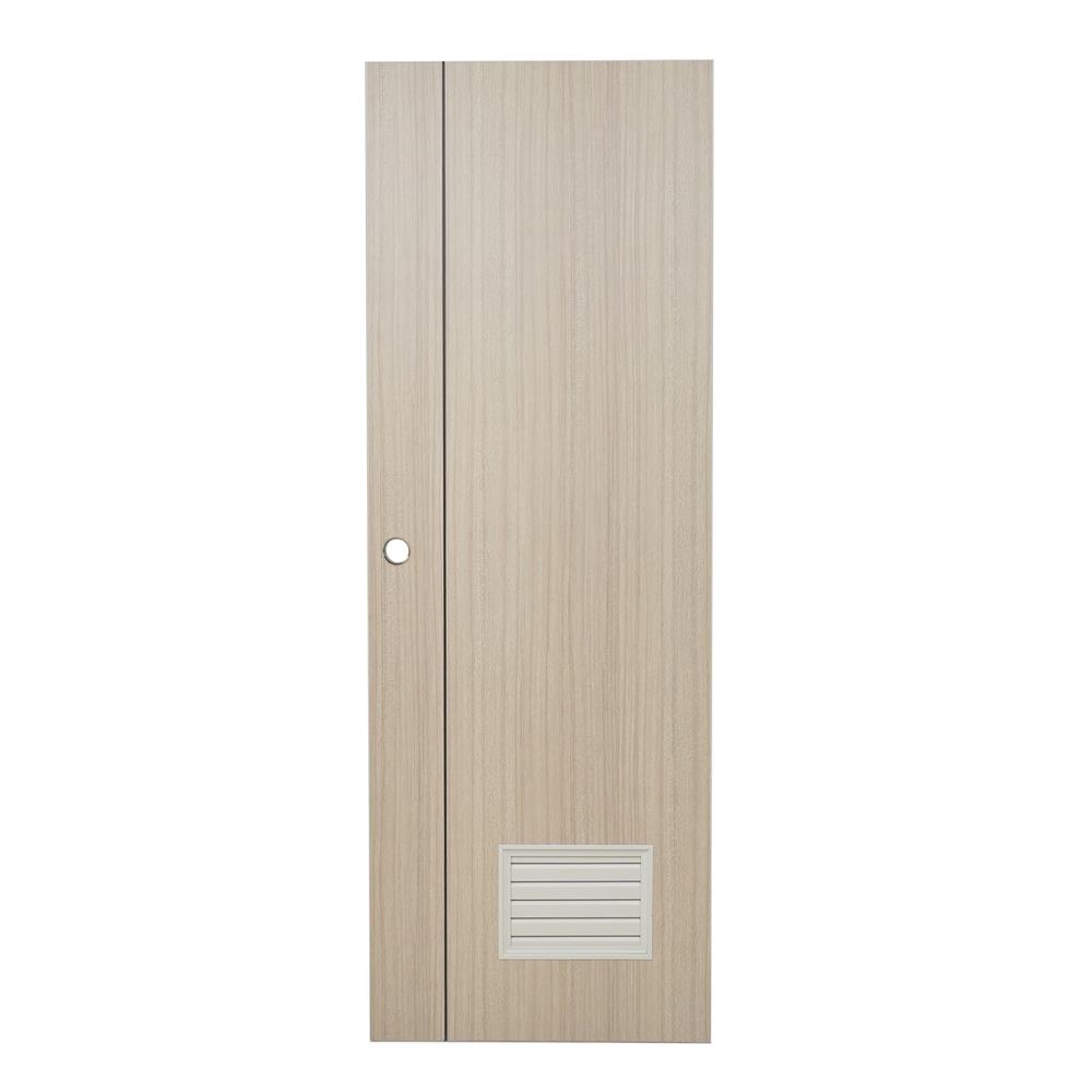 ประตูห้องน้ำ UPVC AZLE GROOVE P3 เกล็ดล่าง 70X200 ซม. สีบีช เจาะลูกบิด