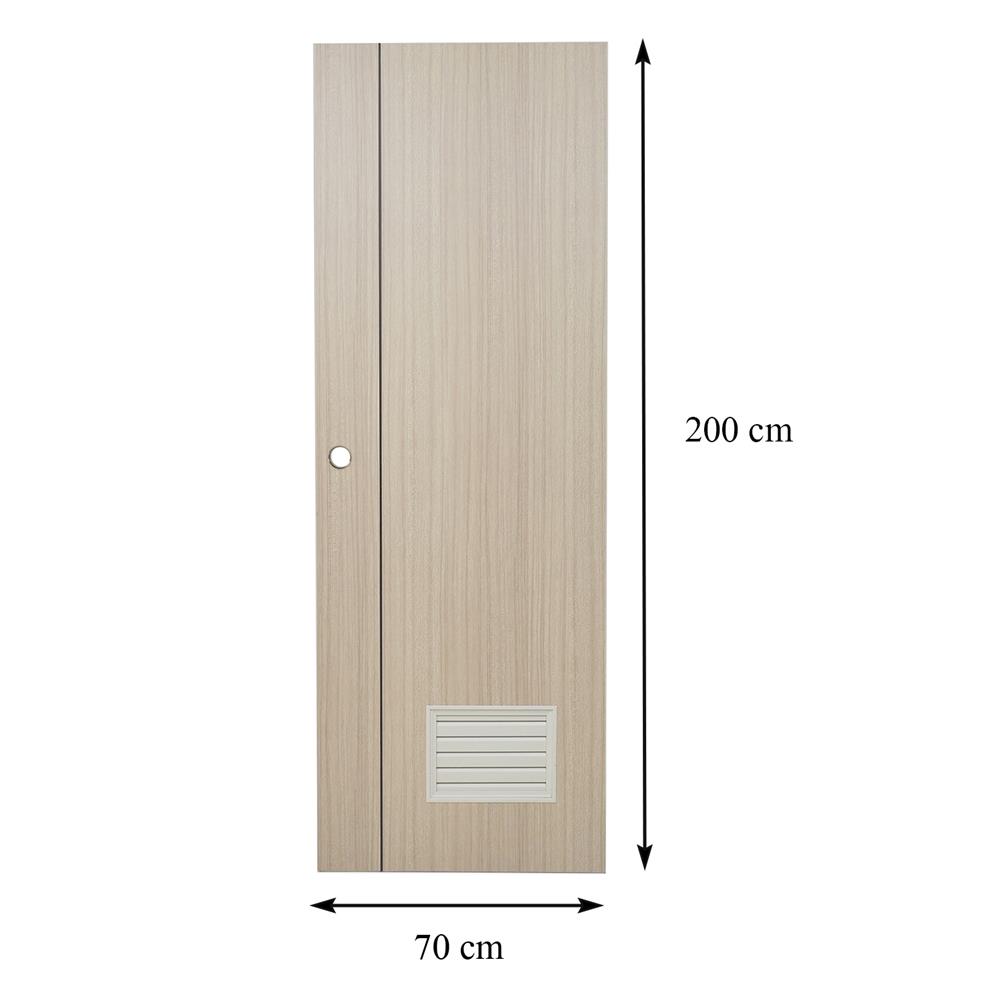 ประตูห้องน้ำ UPVC AZLE GROOVE P3 เกล็ดล่าง 70X200 ซม. สีบีช เจาะลูกบิด