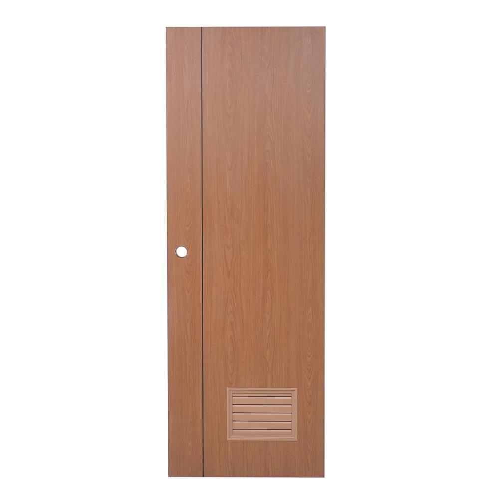 ประตูห้องน้ำ UPVC AZLE GROOVE P3 เกล็ดล่าง 70x200 ซม. สี ORANGE TEAK เจาะลูกบิด