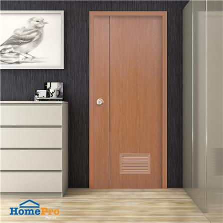 ประตูห้องน้ำ UPVC AZLE GROOVE P3 เกล็ดล่าง 70x200 ซม. สี ORANGE TEAK เจาะลูกบิด_5