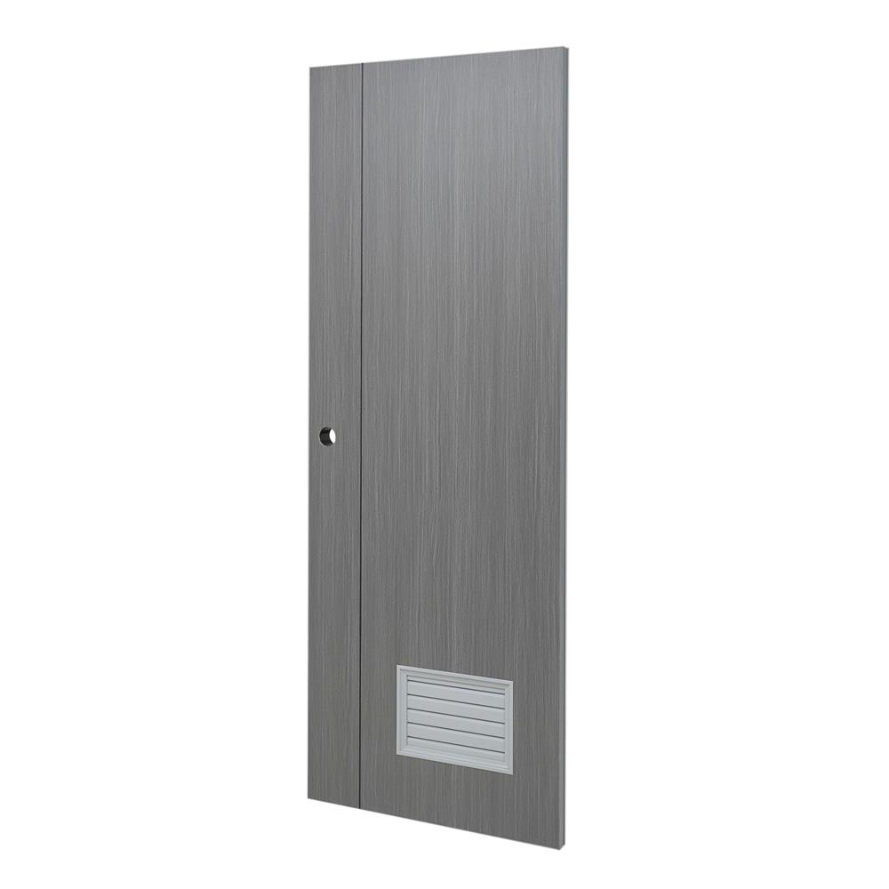 ประตูห้องน้ำ UPVC AZLE GROOVE P3 เกล็ดล่าง 70X200 ซม. สี GREY OAK เจาะลูกบิด
