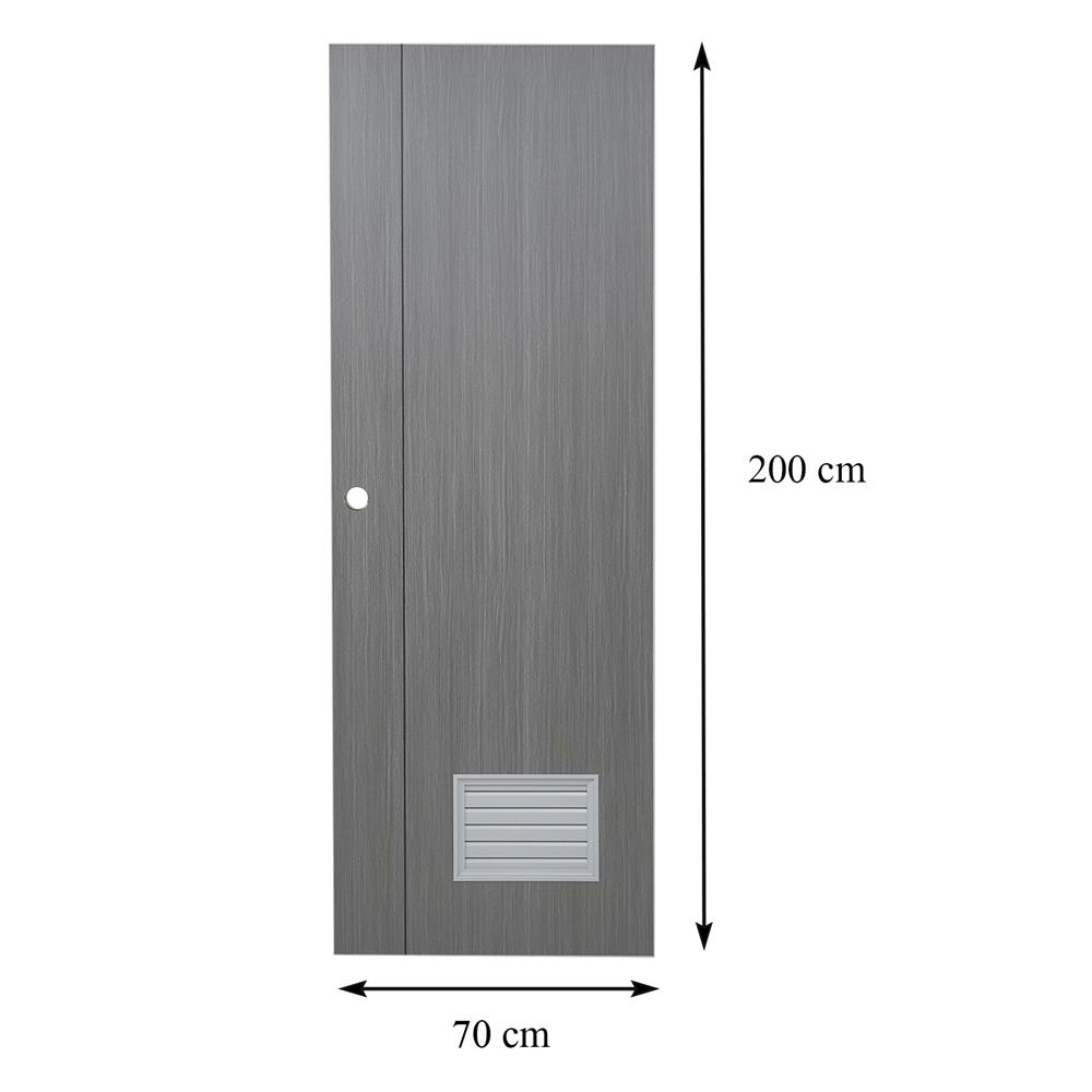 ประตูห้องน้ำ UPVC AZLE GROOVE P3 เกล็ดล่าง 70X200 ซม. สี GREY OAK เจาะลูกบิด