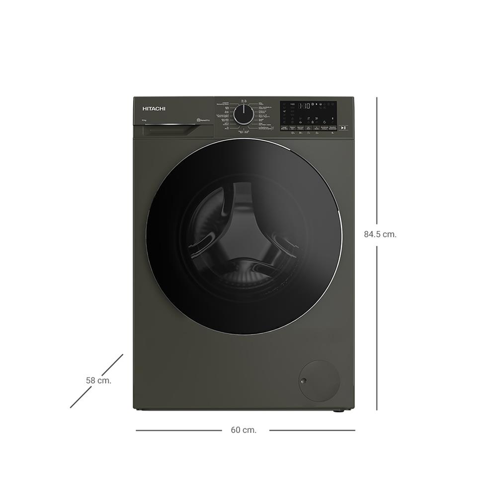 เครื่องซักผ้าฝาหน้า HITACHI BD100YFVEM 10 กก. 1400RPM อินเวอร์เตอร์ สีดำ
