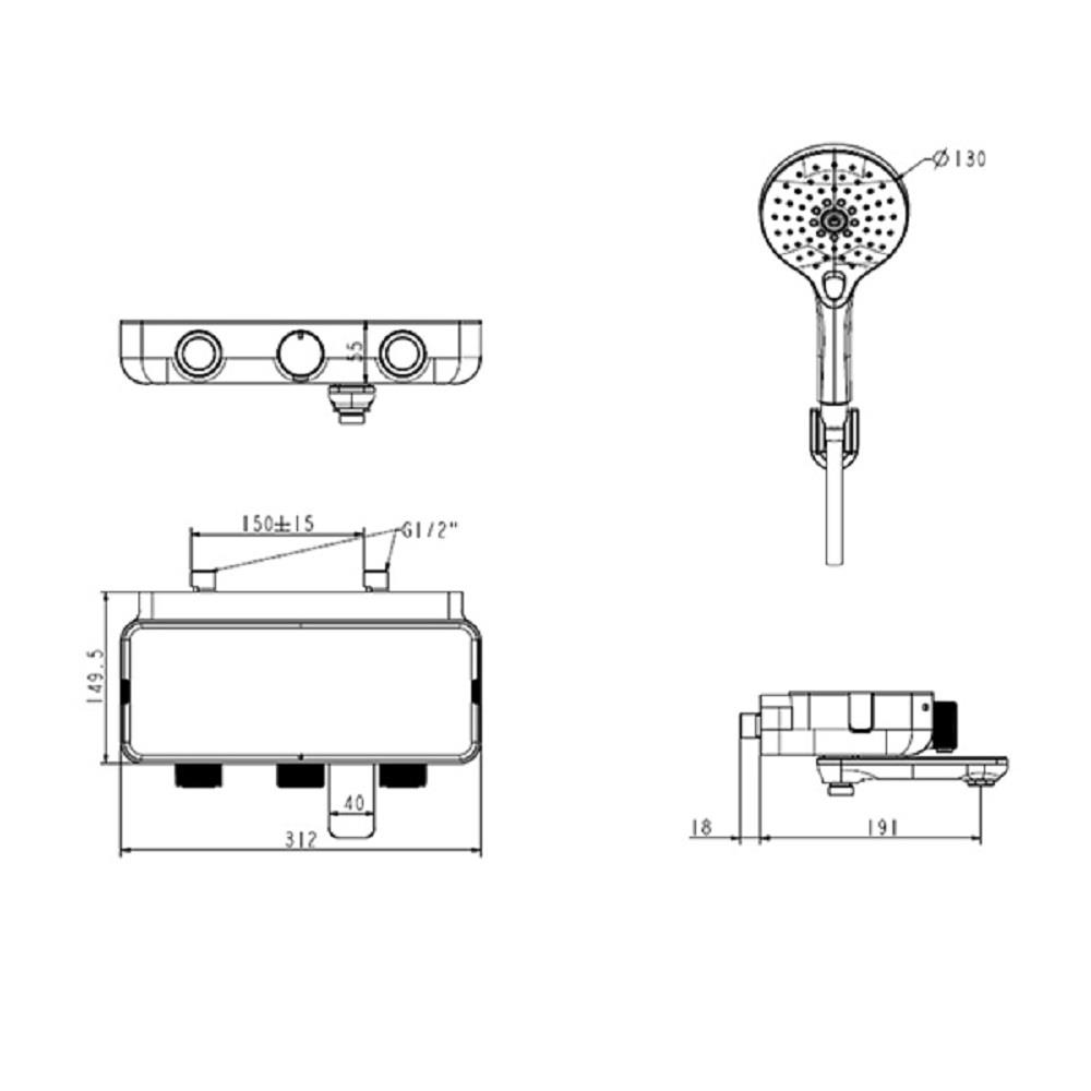 ก๊อกผสมอ่างอาบ AMERICAN STANDARD A-4954-200-AT