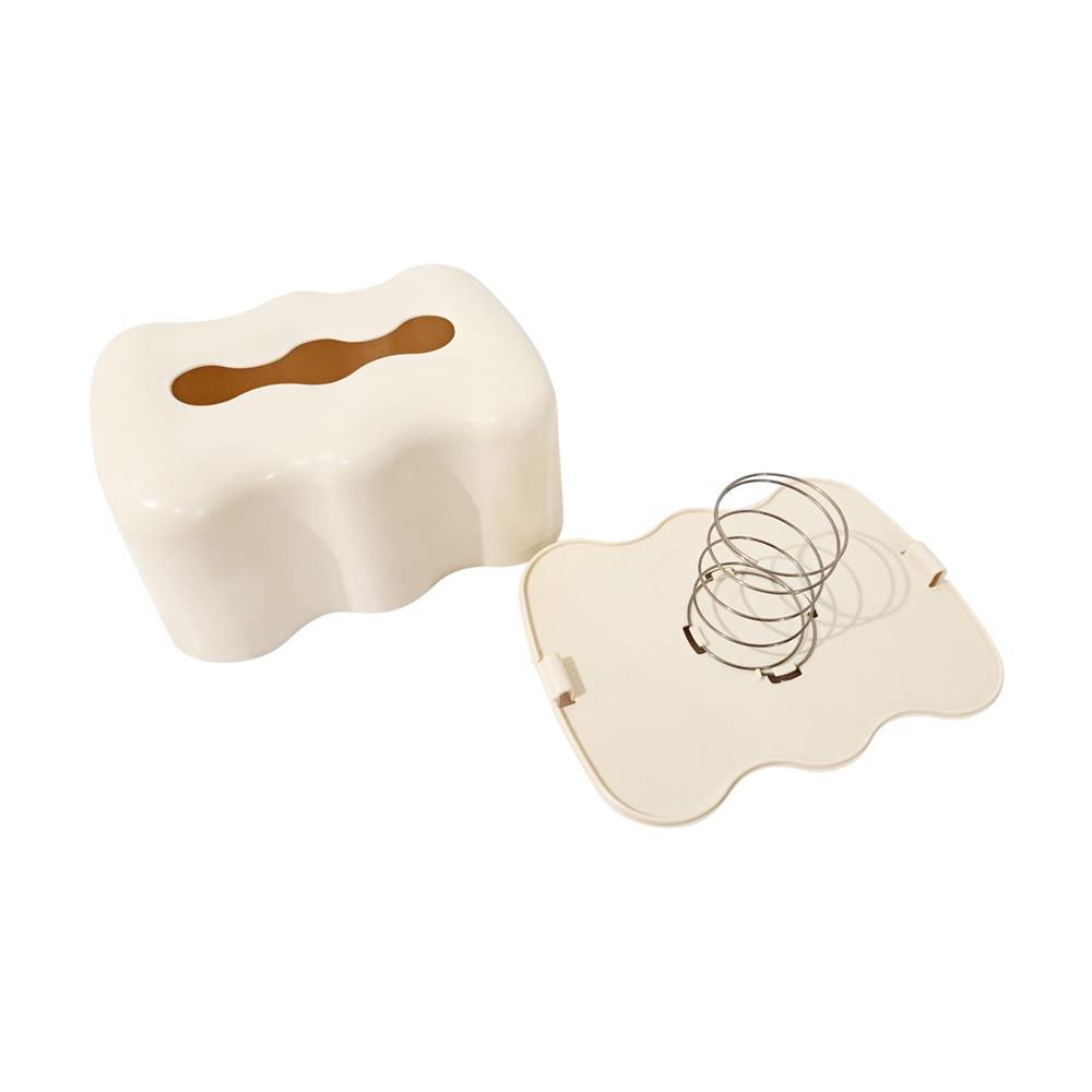 กล่องทิชชู่แผ่น PS KECH WAVE SPRING สีครีม